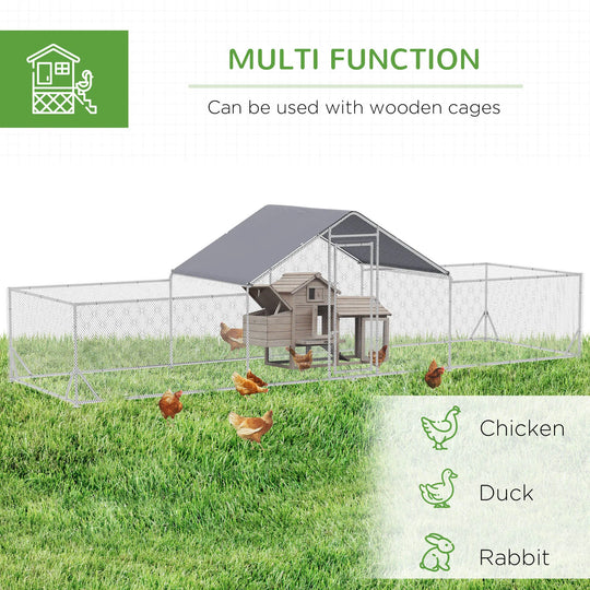 23-Foot Walk-In Chicken Run with Cover – Silver