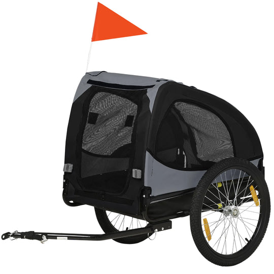 Dog Bicycle Trailer with Safety Flag – Black