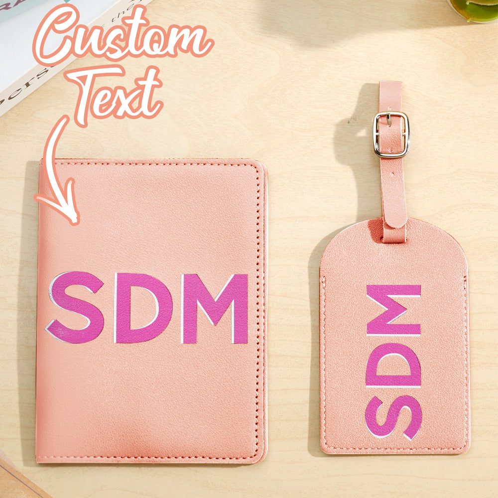 Personalized Shadow Monogram Passport Holder And Luggage Tag Set