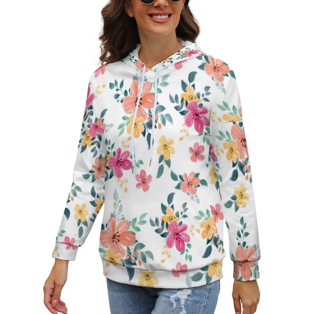 Dropped Sleeve Hoodie - All Print with cute Flowery - Piryoung Shop
