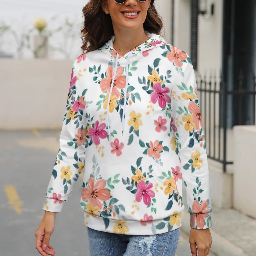 Dropped Sleeve Hoodie - All Print with cute Flowery - Piryoung Shop
