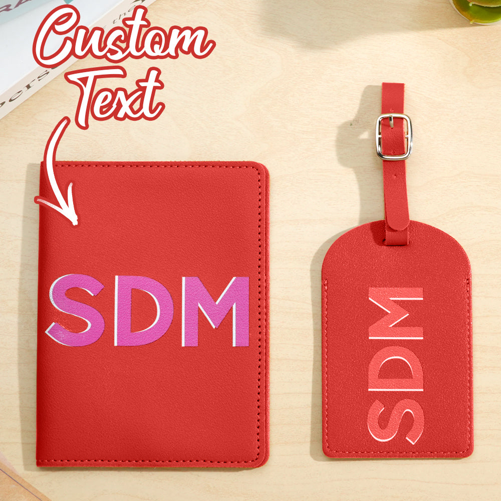 Personalized Shadow Monogram Passport Holder And Luggage Tag Set