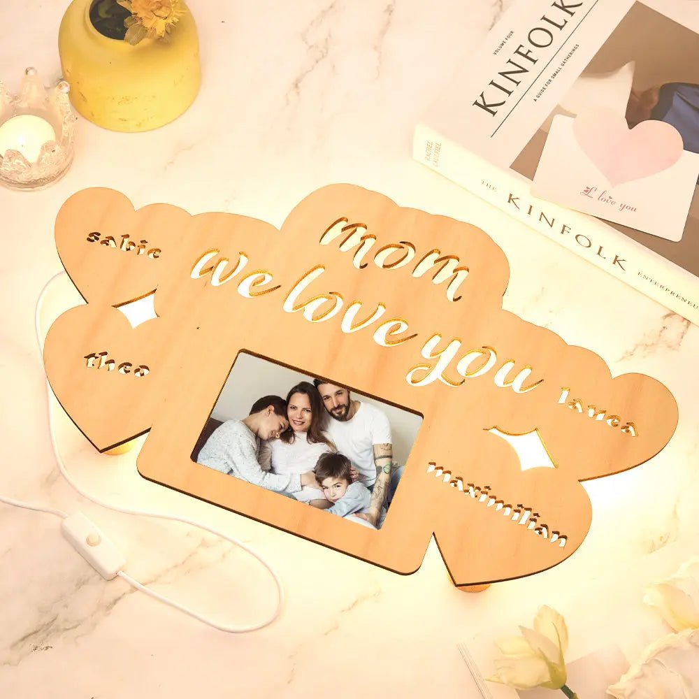 Mother's Day Gift with Custom Engraved Name Night Lamp Photo Frame Night Light for your Mom - Piryoung Shop