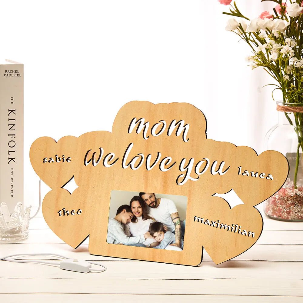 Mother's Day Gift with Custom Engraved Name Night Lamp Photo Frame Night Light for your Mom - Piryoung Shop