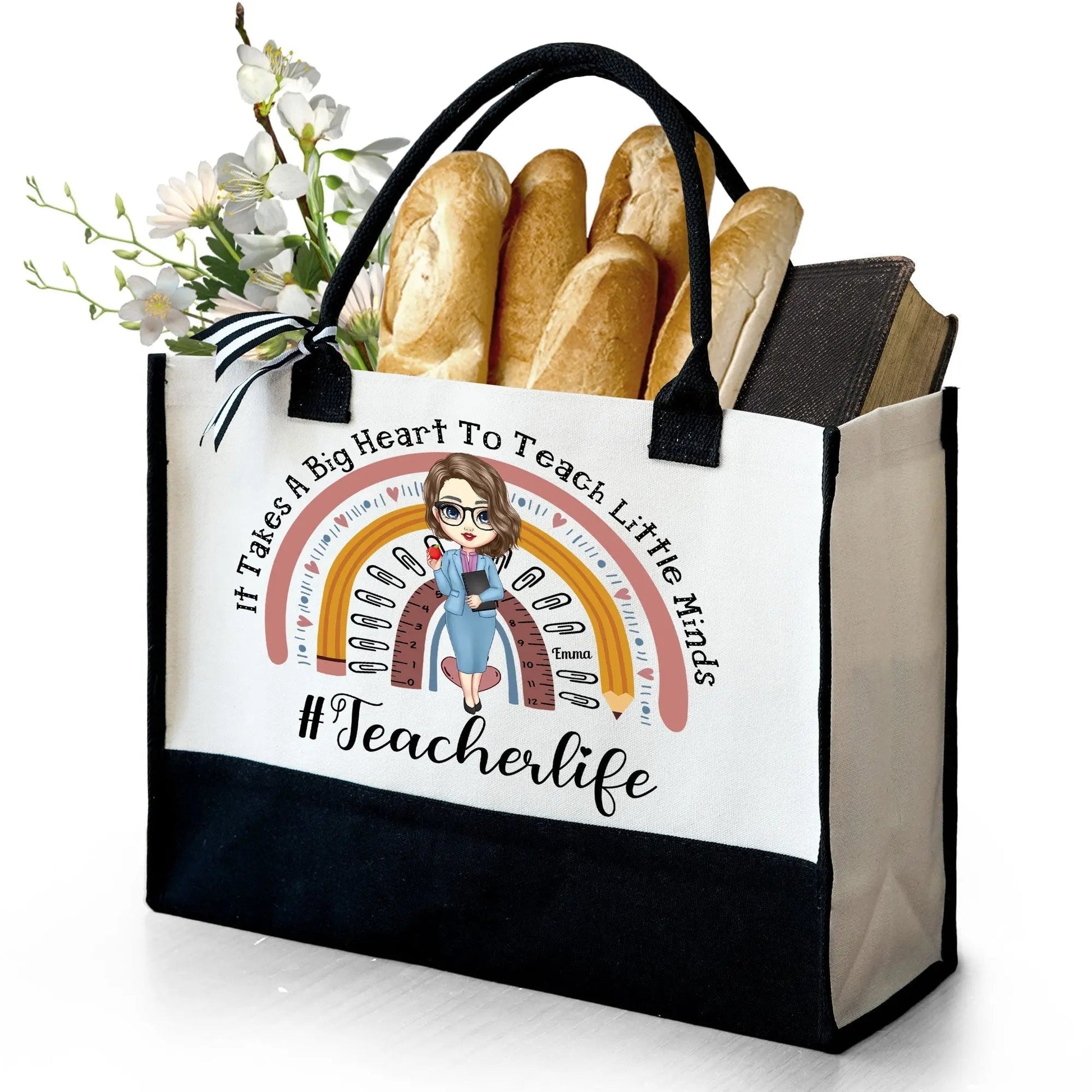 Personalized Canvas Tote Bag - Teacher's Life - Piryoung Shop