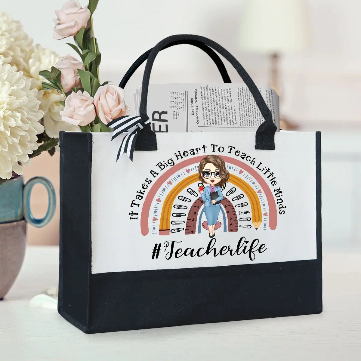 Personalized Canvas Tote Bag - Teacher's Life - Piryoung Shop