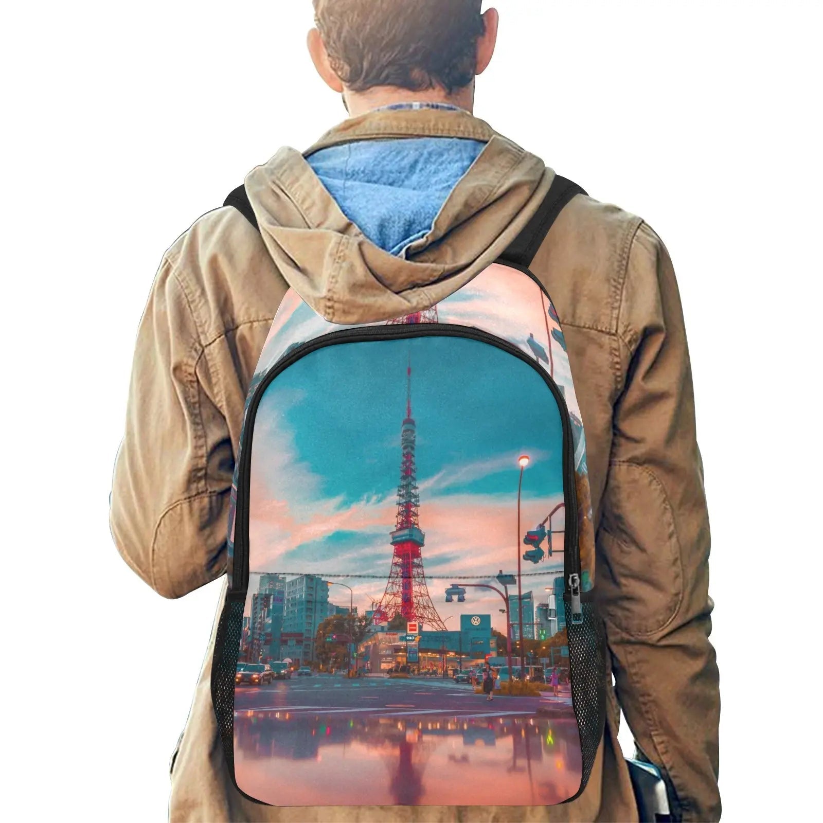 Personalized Fabric Backpack with Side Mesh Pockets - Piryoung Shop