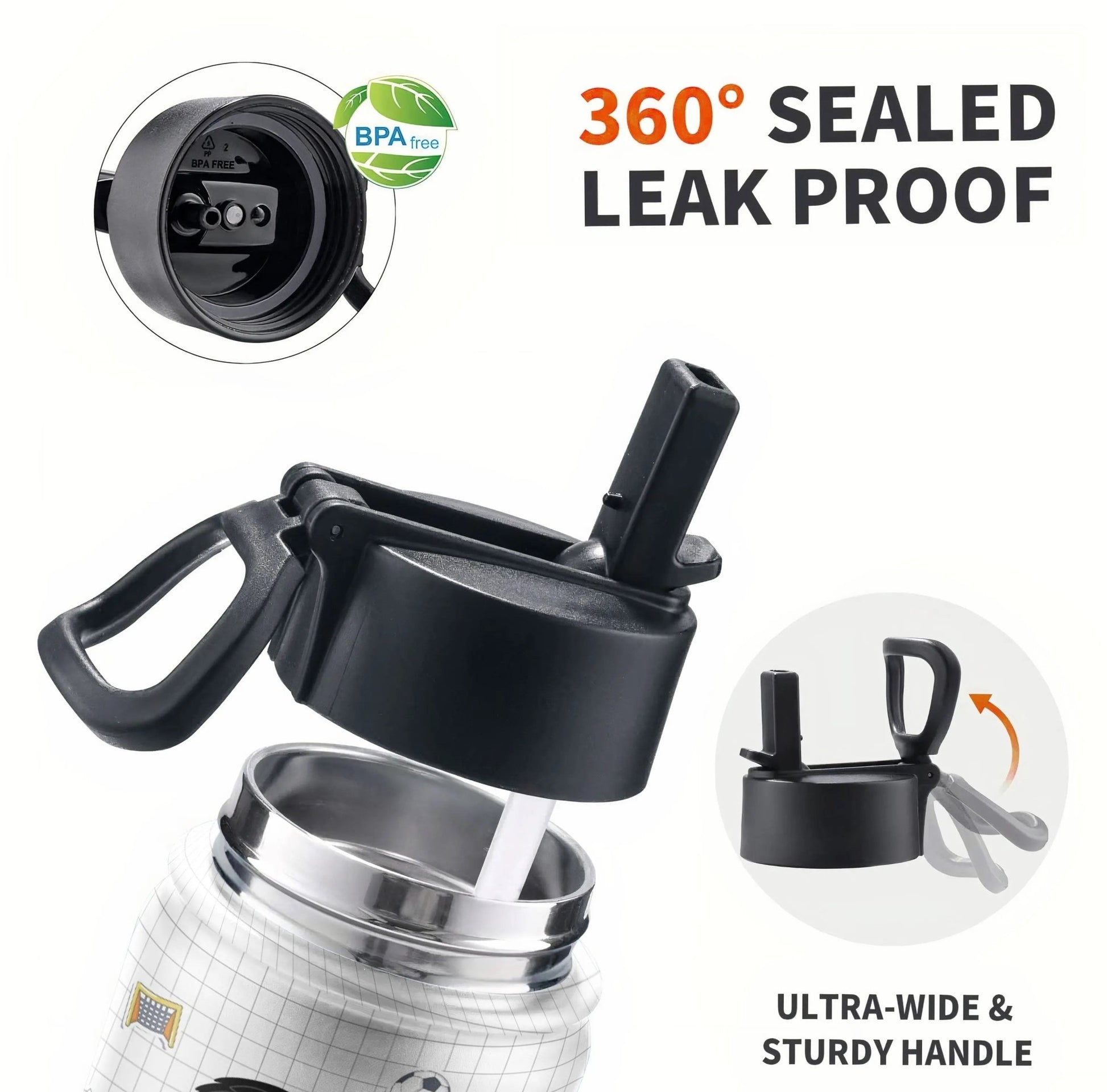 Personalized Kids Water Bottle With Straw Lid - Ice Soccer Play Hard Or Go Home - Piryoung Shop