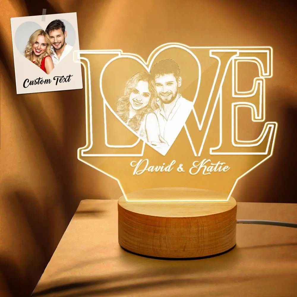 Personalized LOVE 3D Acrylic Night Light with Photo & Text - Piryoung Shop