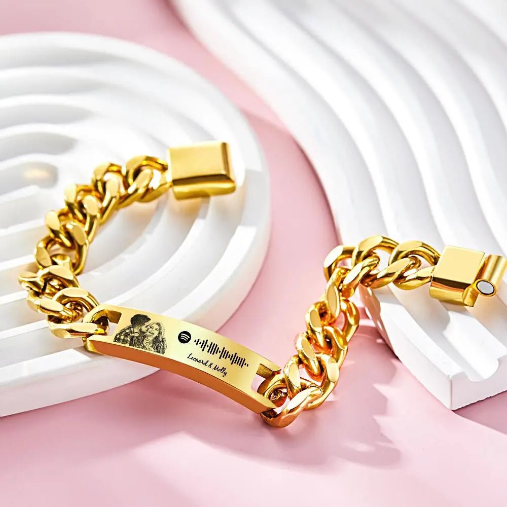 Personalized Spotify Code Bracelet with Your Photo Perfect Gift for Men - Piryoung Shop