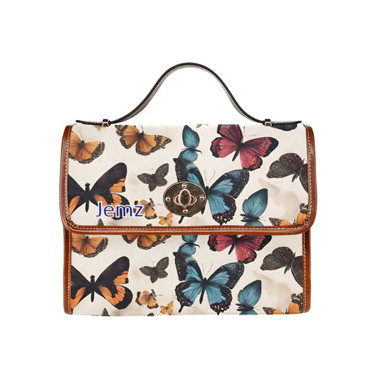 Personalized Waterproof Canvas Shoulder Strap Bag Butterfly Design - Piryoung Shop