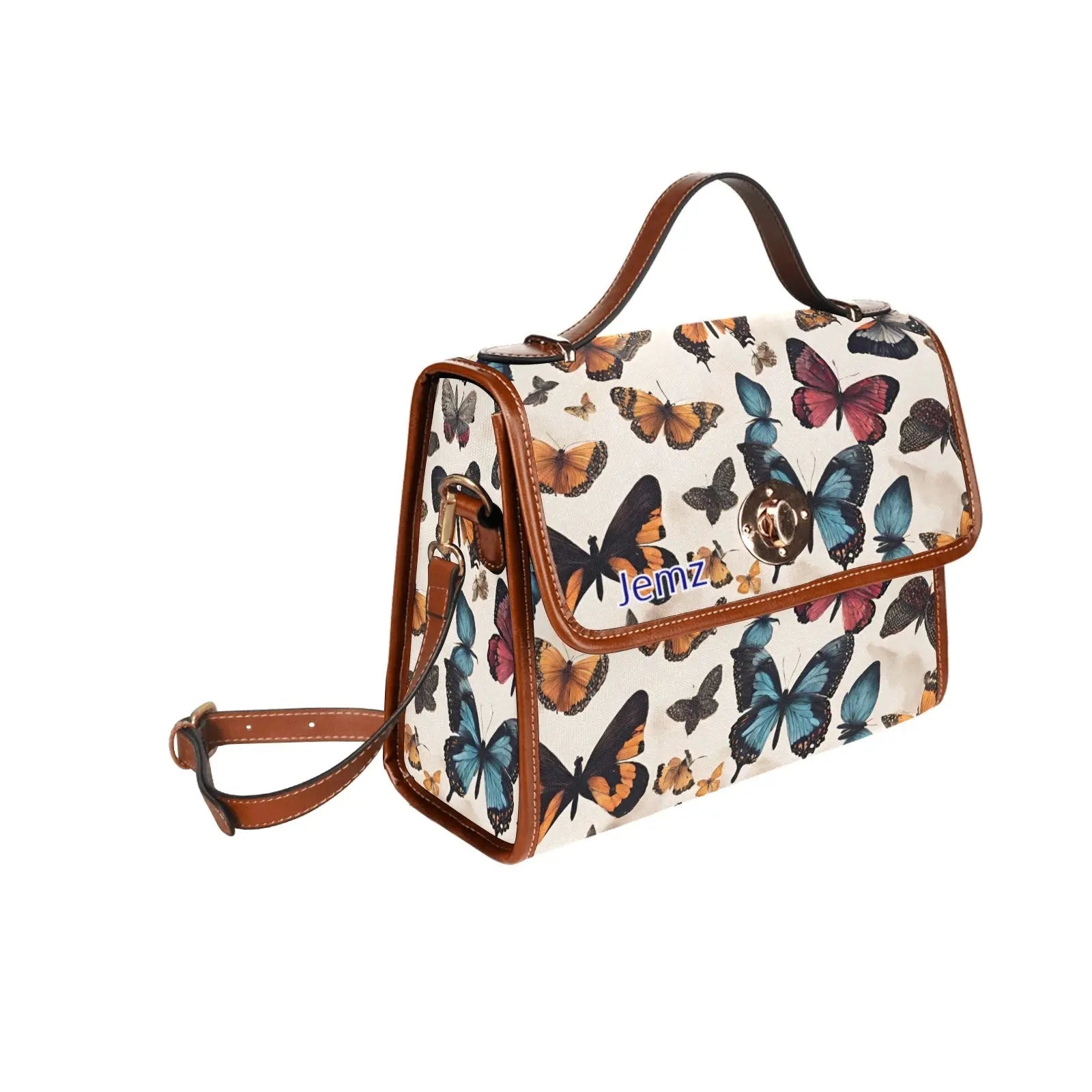 Personalized Waterproof Canvas Shoulder Strap Bag Butterfly Design - Piryoung Shop