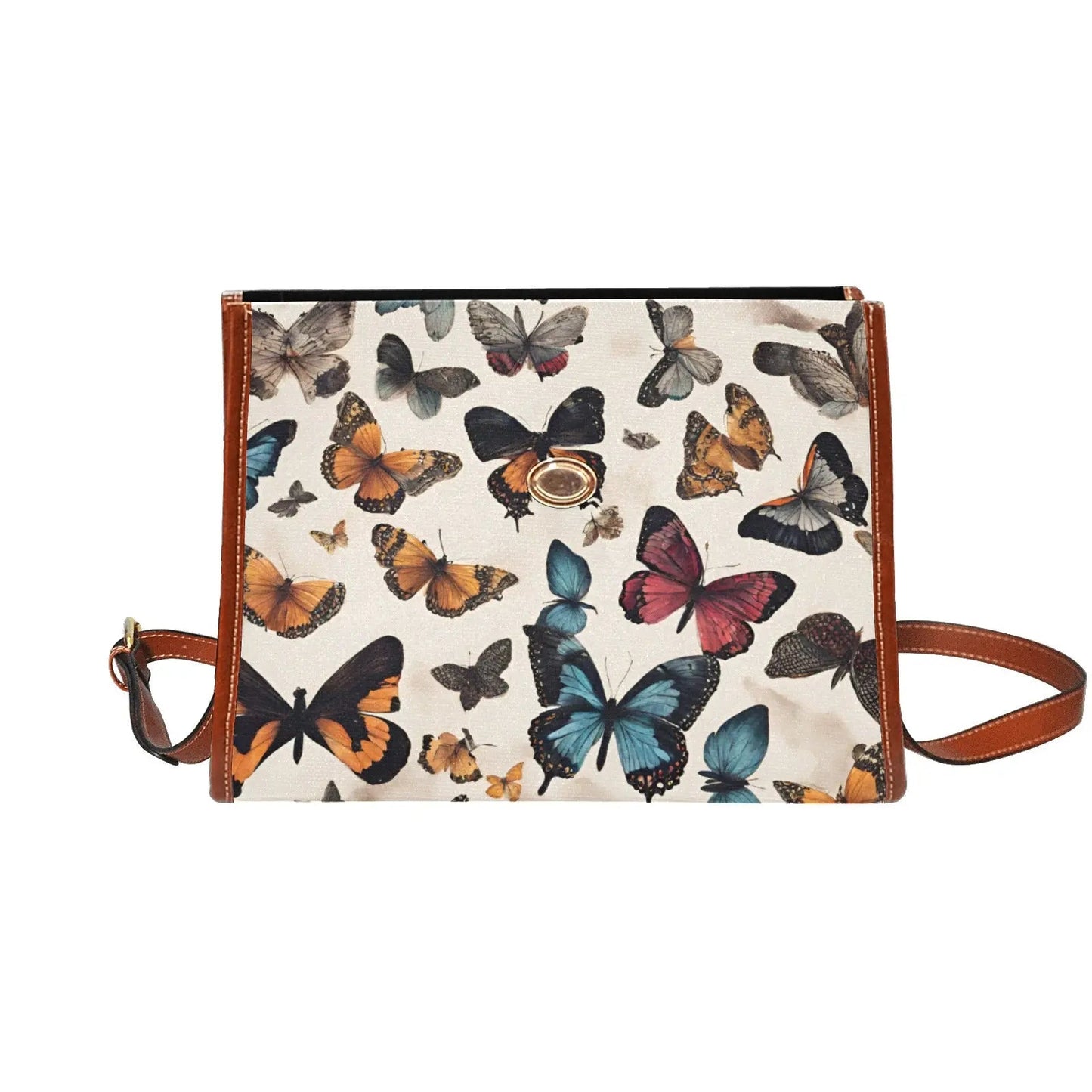 Personalized Waterproof Canvas Shoulder Strap Bag Butterfly Design - Piryoung Shop