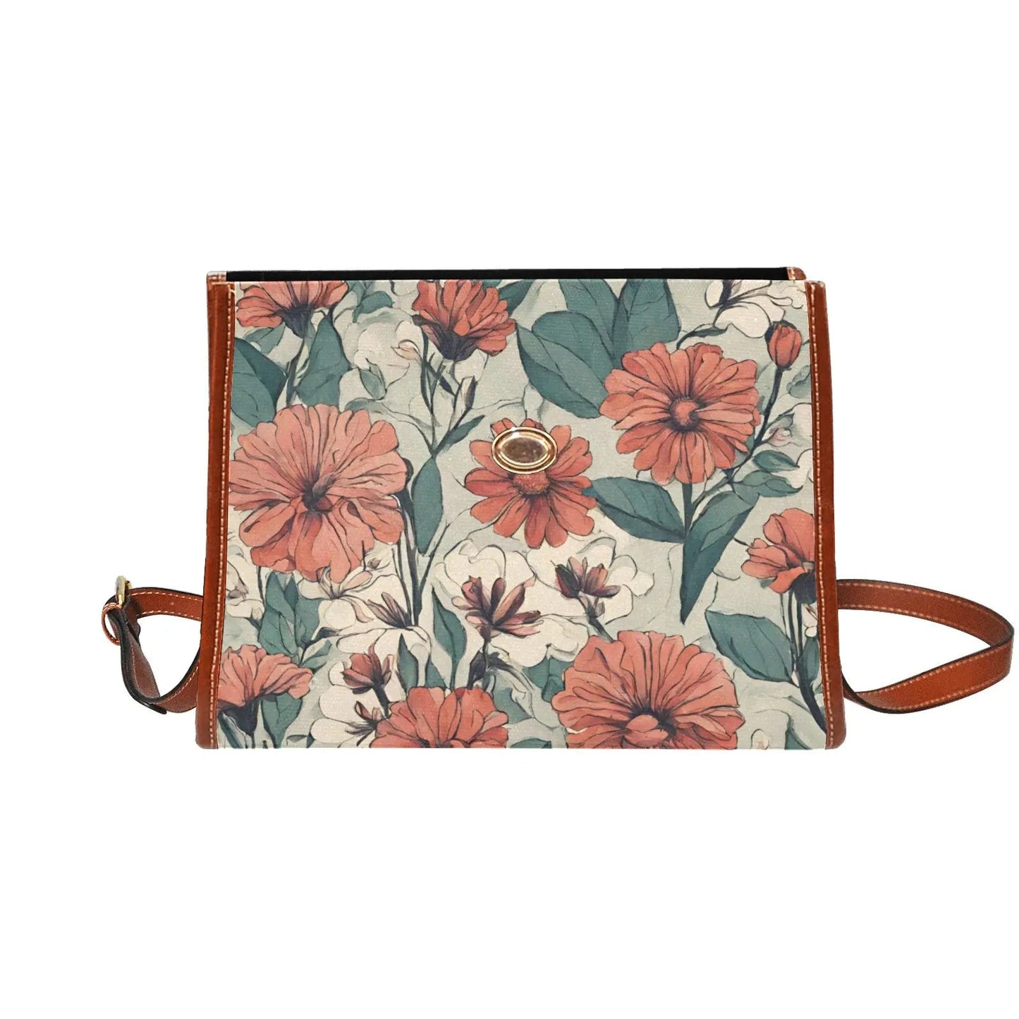 Personalized Waterproof Canvas Shoulder Strap Bag Flower Design - Piryoung Shop