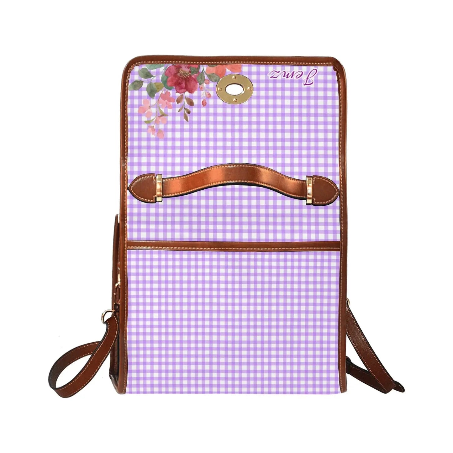 Personalized Waterproof Canvas Shoulder Strap Bag Flower Design - Piryoung Shop