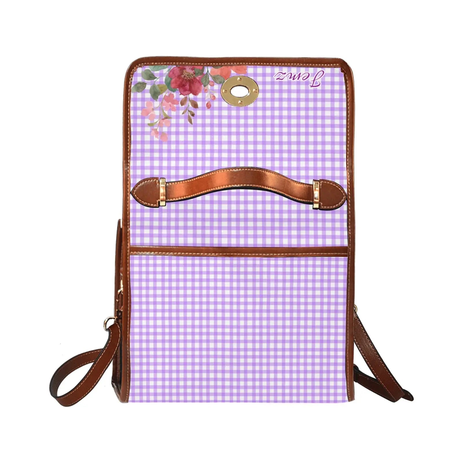 Personalized Waterproof Canvas Shoulder Strap Bag Flower Design - Piryoung Shop