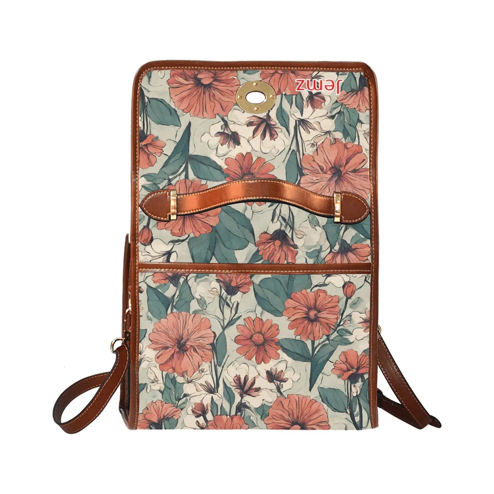 Personalized Waterproof Canvas Shoulder Strap Bag Flower Design - Piryoung Shop