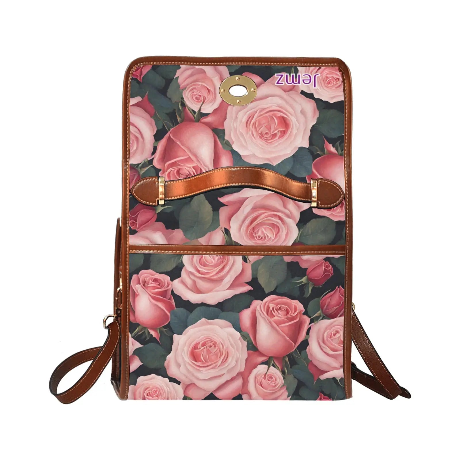 Personalized Waterproof Canvas Shoulder Strap Bag Roses Design - Piryoung Shop