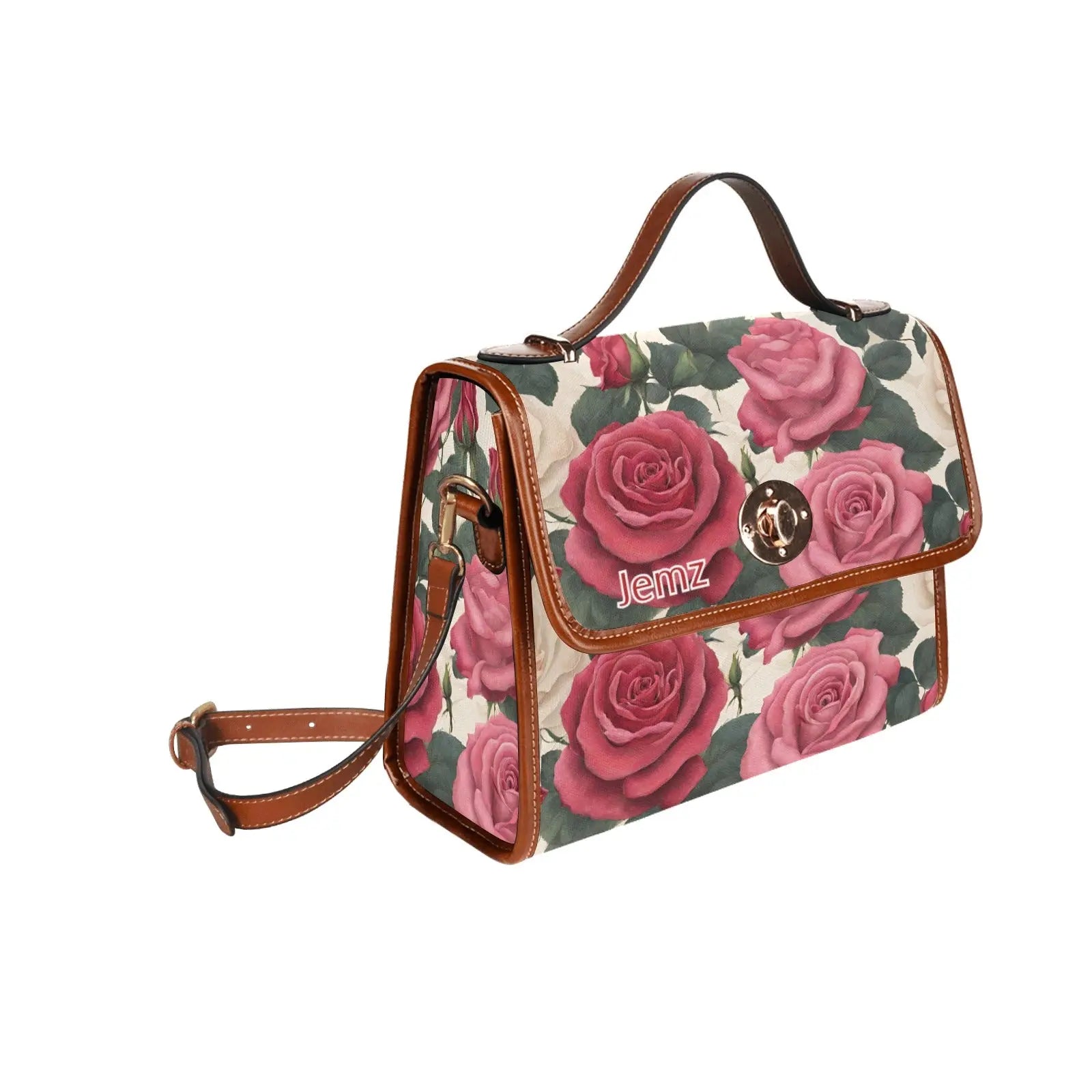 Personalized Waterproof Canvas Shoulder Strap Bag Roses Design - Piryoung Shop