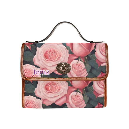 Personalized Waterproof Canvas Shoulder Strap Bag Roses Design - Piryoung Shop