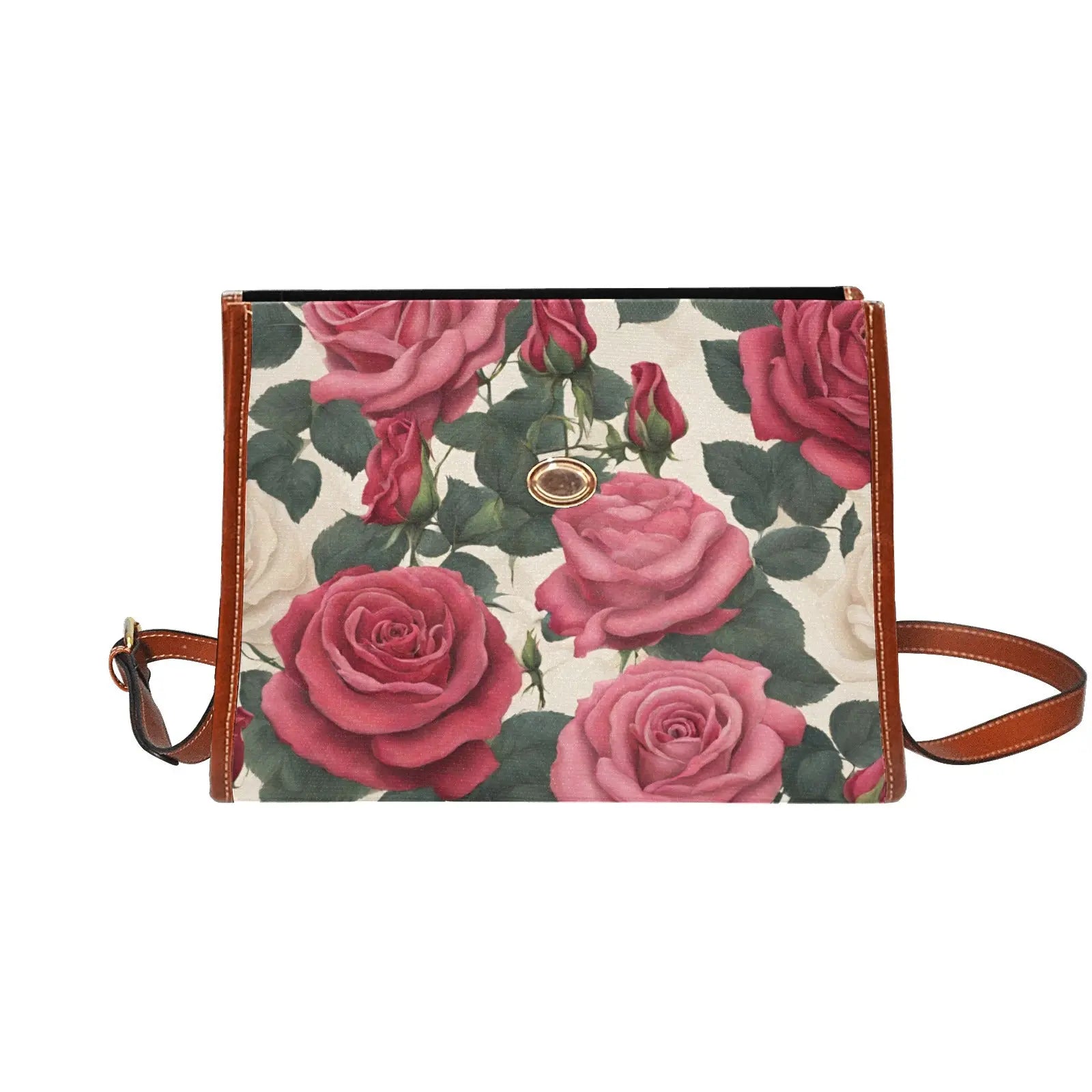 Personalized Waterproof Canvas Shoulder Strap Bag Roses Design - Piryoung Shop