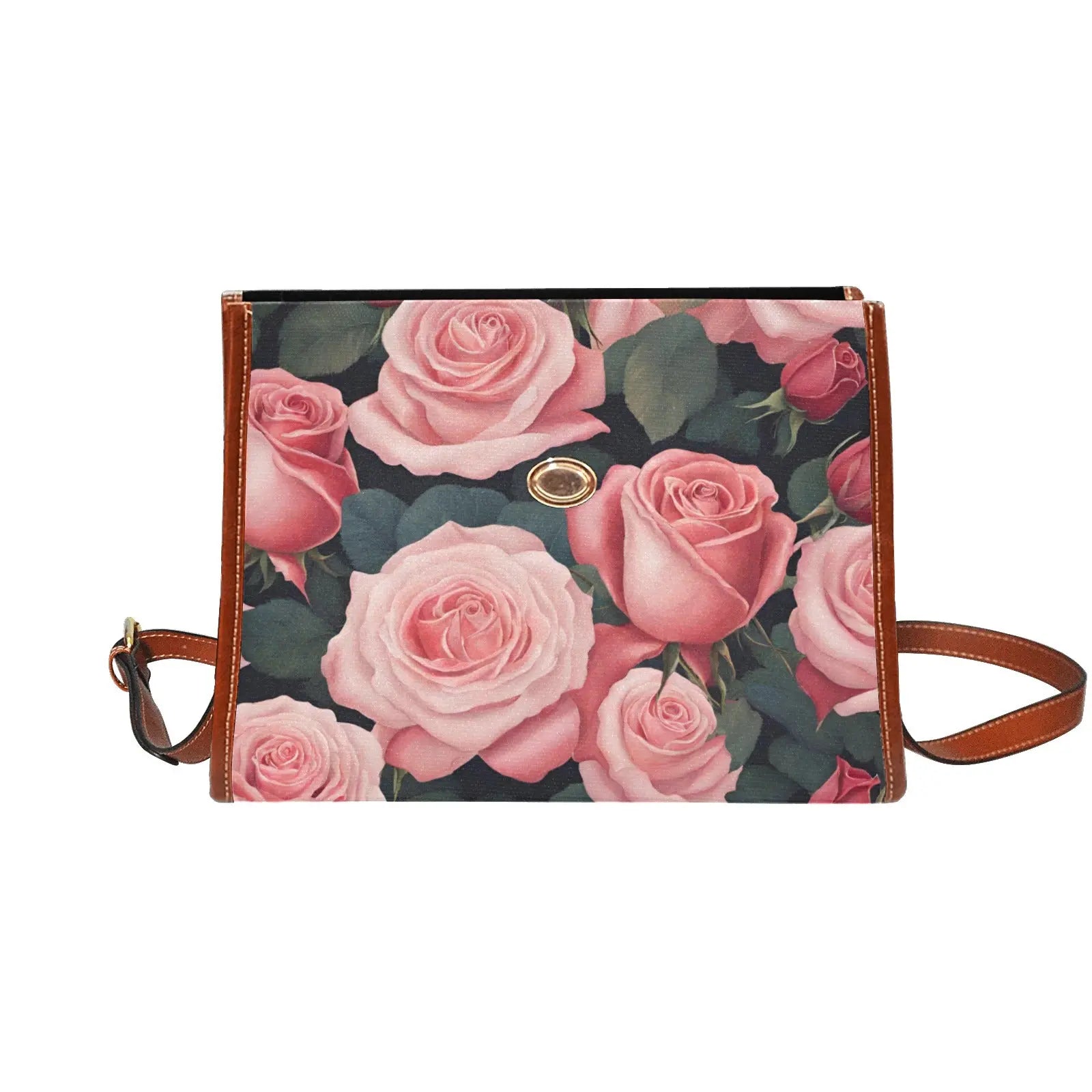 Personalized Waterproof Canvas Shoulder Strap Bag Roses Design - Piryoung Shop