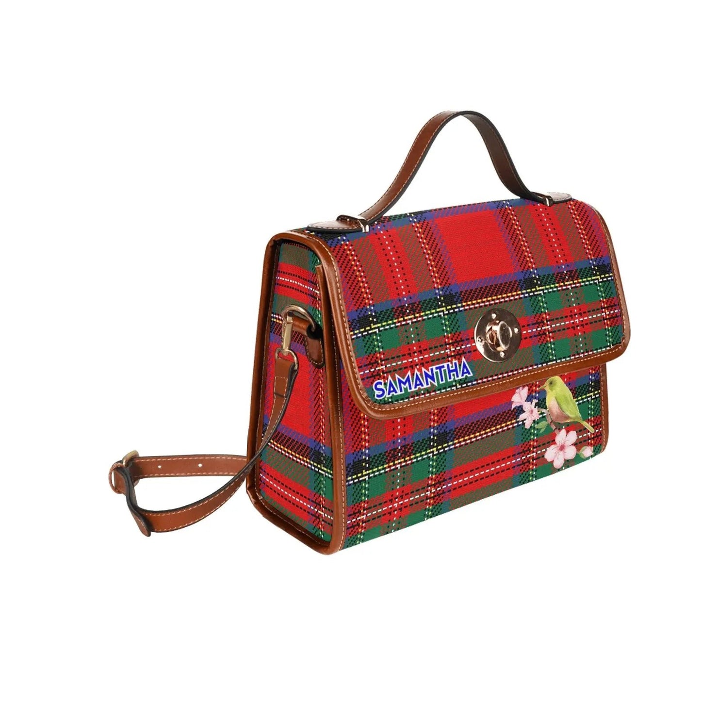 Personalized Waterproof Canvas Shoulder Strap Bag Scottish Tartan - Piryoung Shop