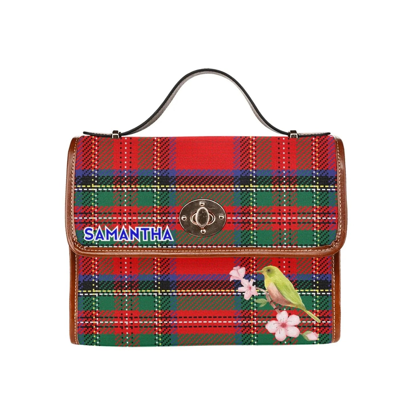 Personalized Waterproof Canvas Shoulder Strap Bag Scottish Tartan - Piryoung Shop