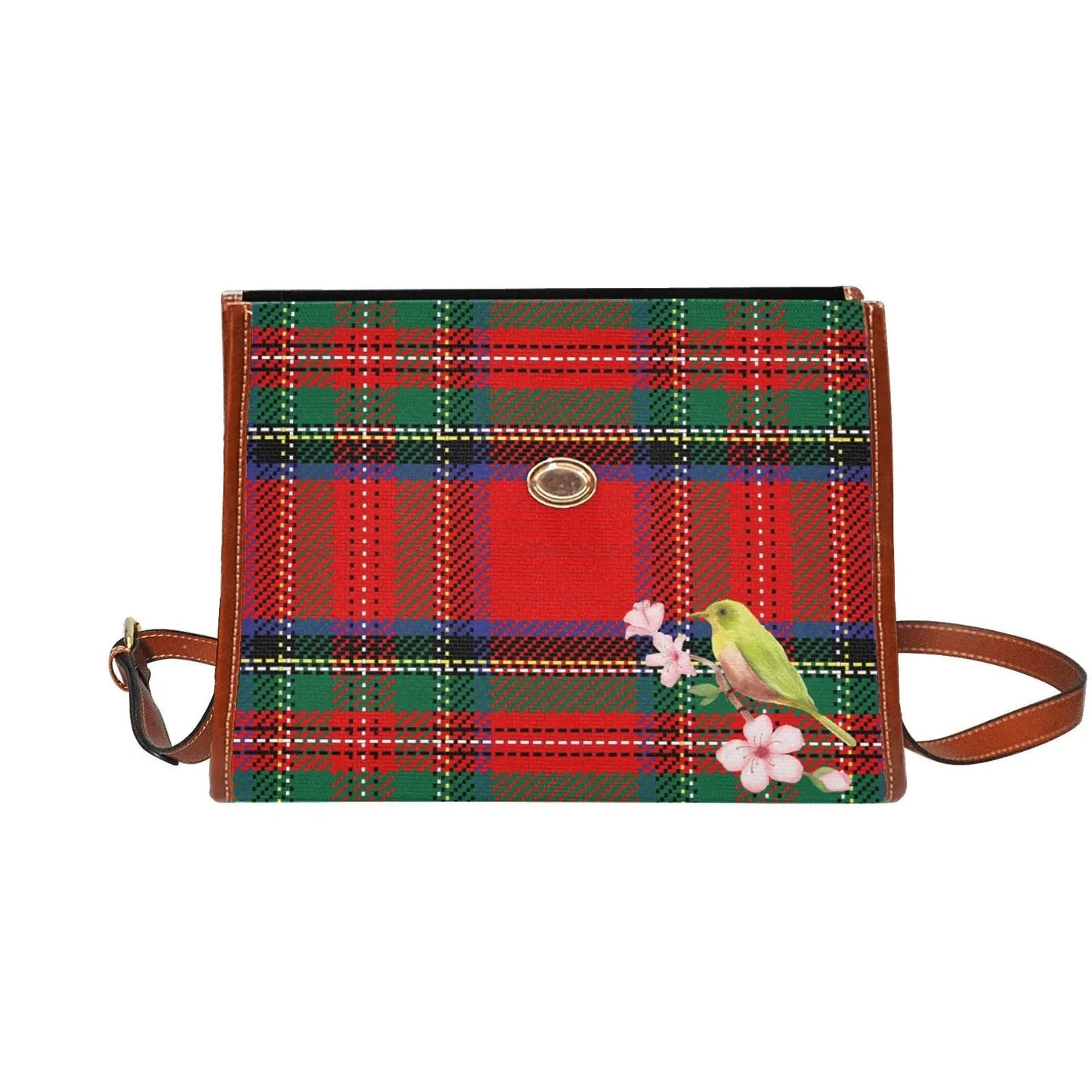 Personalized Waterproof Canvas Shoulder Strap Bag Scottish Tartan - Piryoung Shop