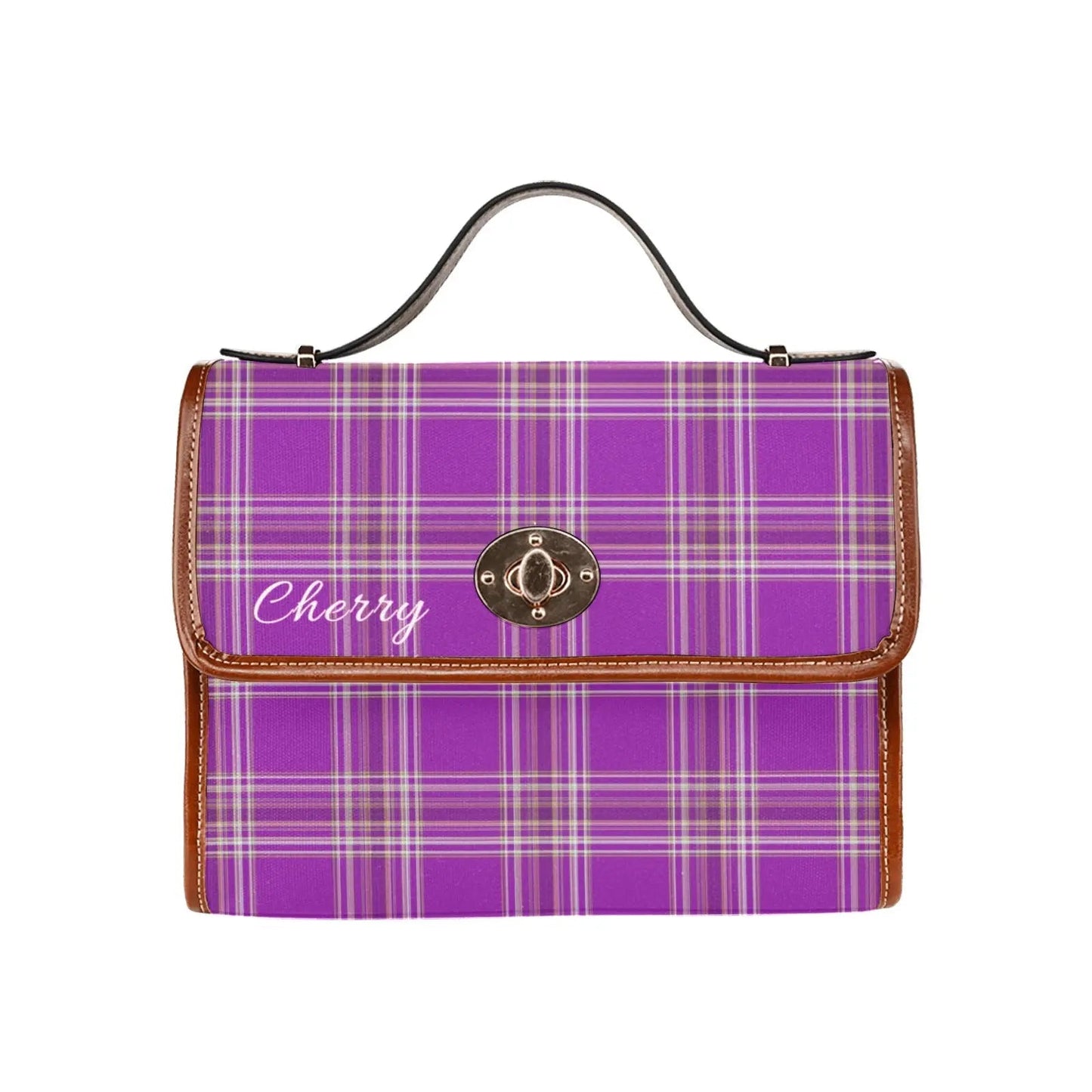 Personalized Waterproof Canvas Shoulder Strap Bag Tartan - Piryoung Shop