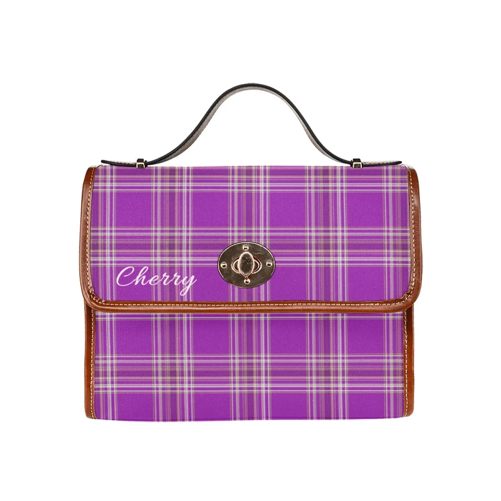 Personalized Waterproof Canvas Shoulder Strap Bag Tartan - Piryoung Shop