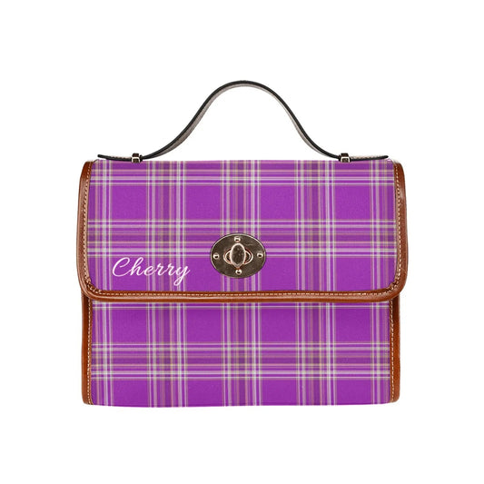 Personalized Waterproof Canvas Shoulder Strap Bag Tartan - Piryoung Shop