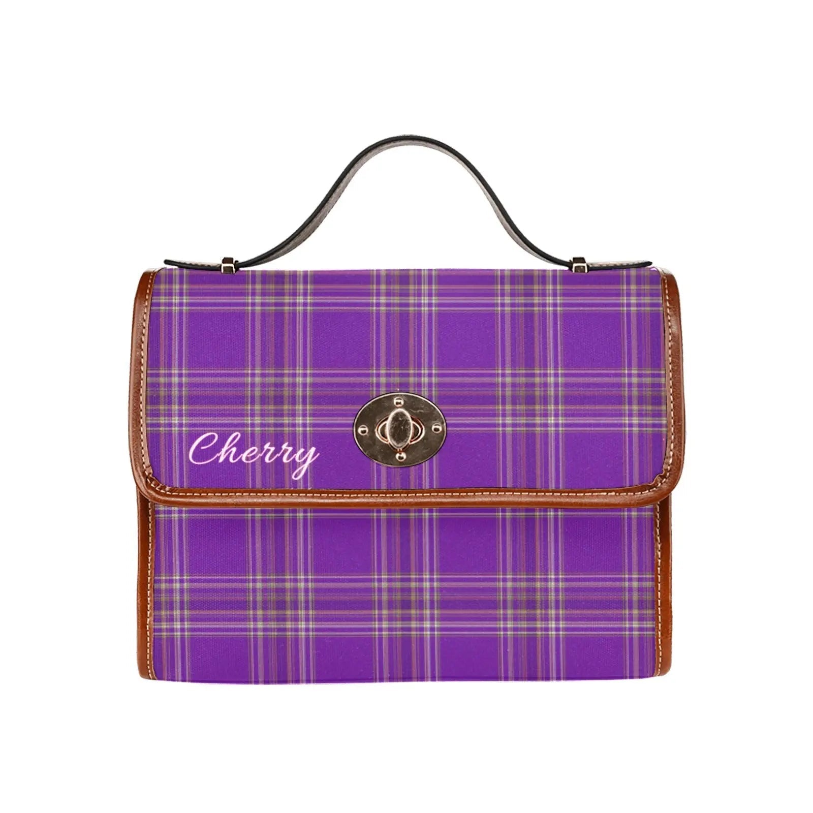 Personalized Waterproof Canvas Shoulder Strap Bag Tartan - Piryoung Shop