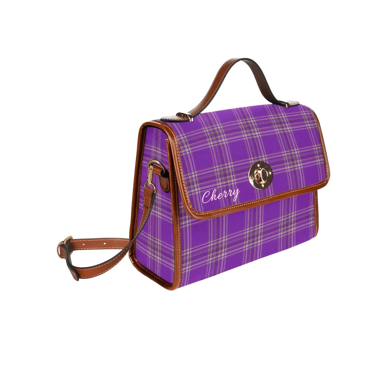 Personalized Waterproof Canvas Shoulder Strap Bag Tartan - Piryoung Shop