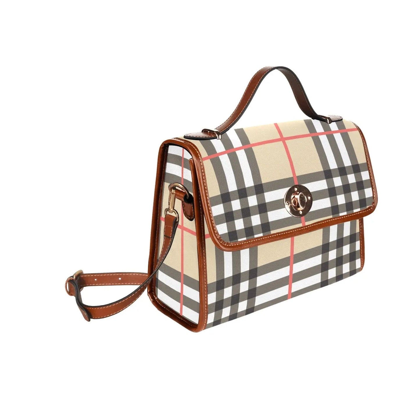Personalized Waterproof Canvas Shoulder Strap Bag Tartan BB Inspiration - Piryoung Shop