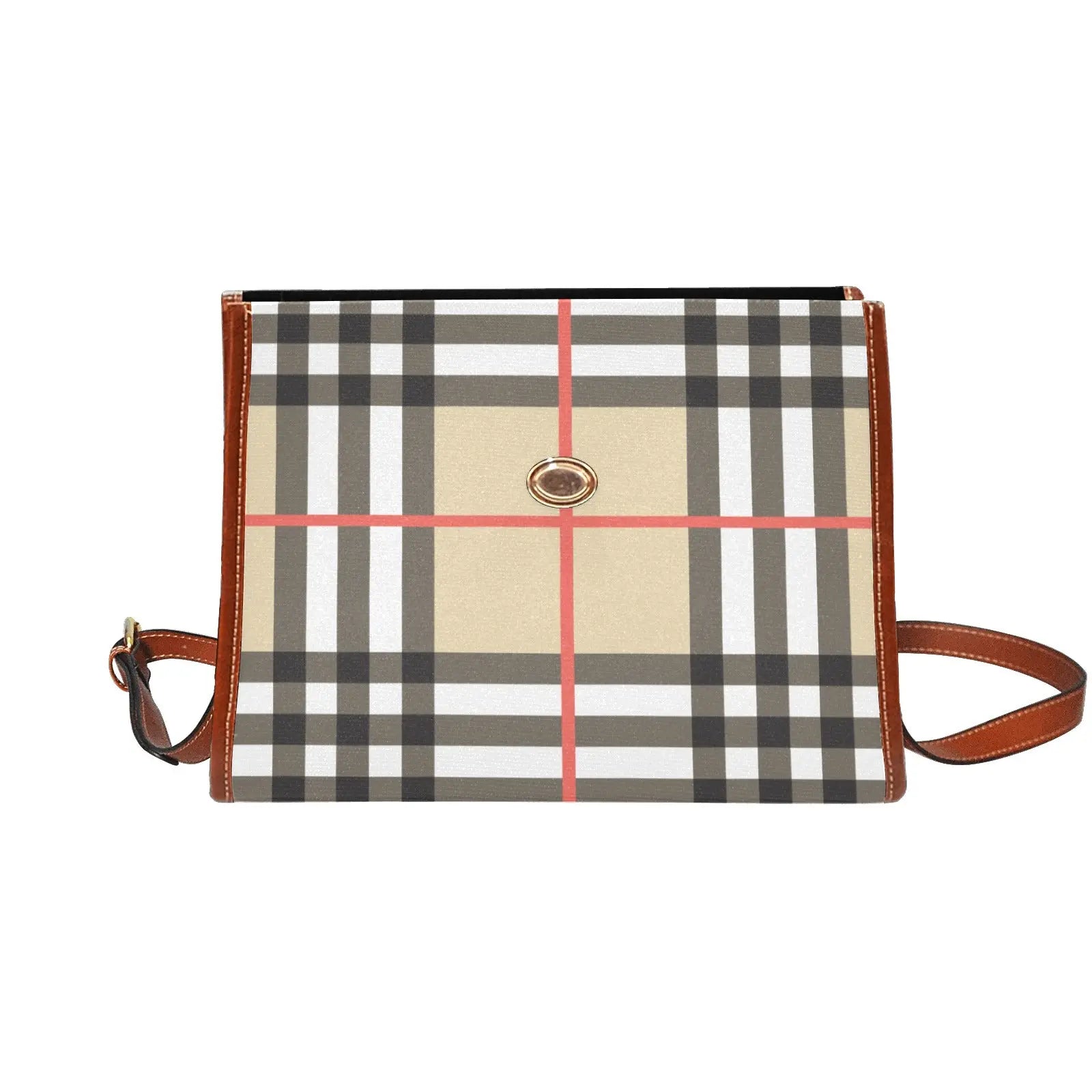 Personalized Waterproof Canvas Shoulder Strap Bag Tartan BB Inspiration - Piryoung Shop