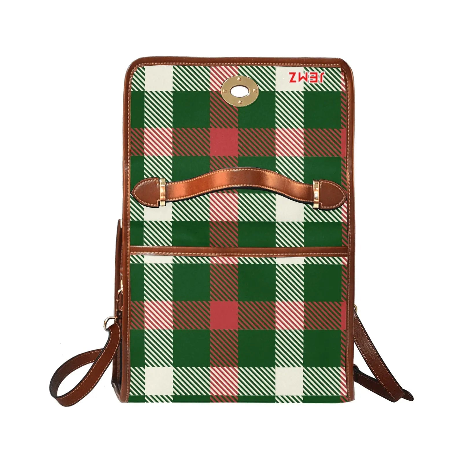 Personalized Waterproof Canvas Shoulder Strap Bag Tartan Butterfly - Piryoung Shop