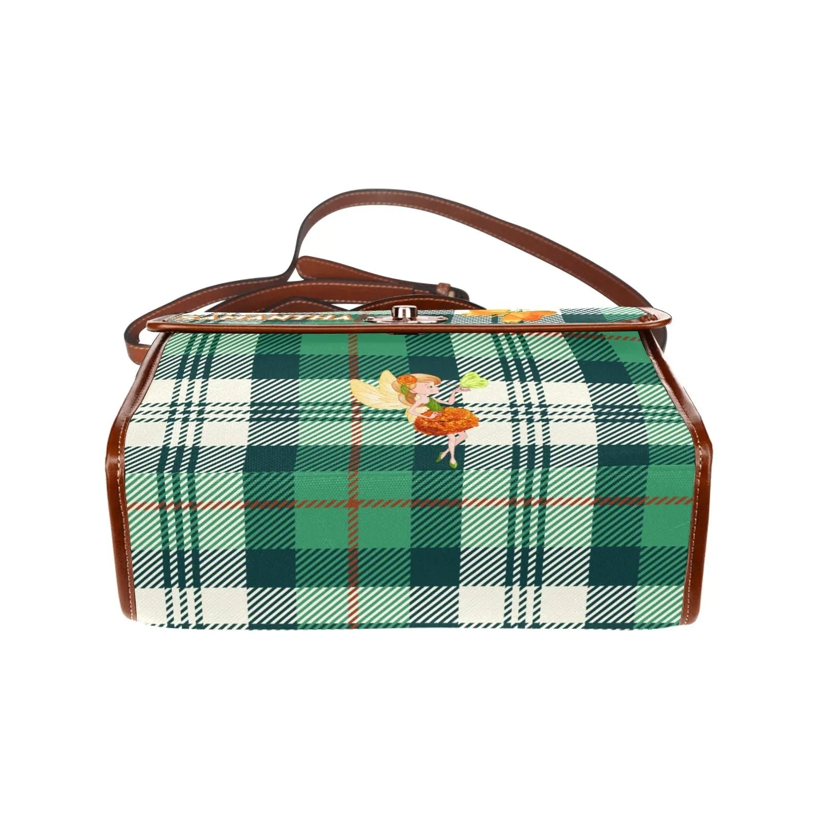 Personalized Waterproof Canvas Shoulder Strap Bag Tartan Butterfly - Piryoung Shop