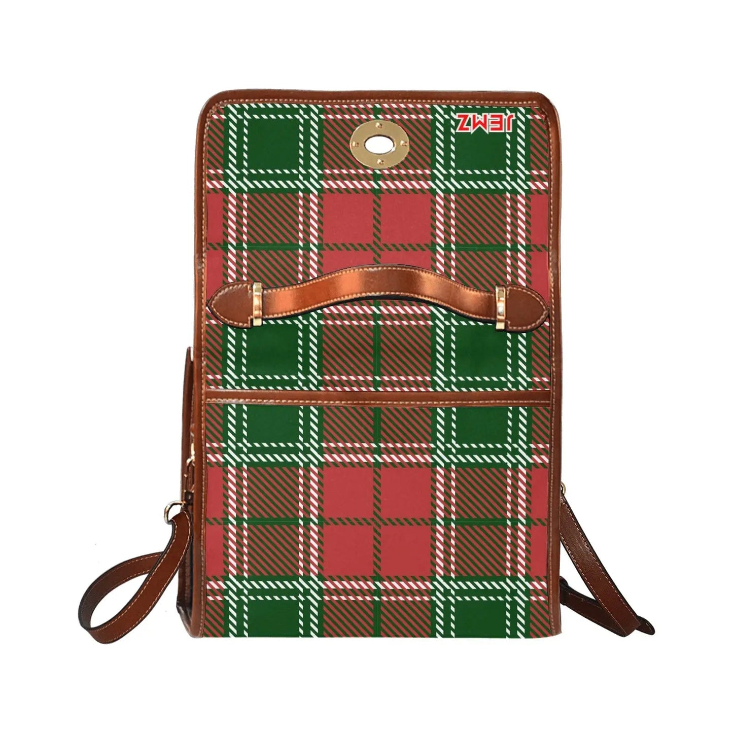 Personalized Waterproof Canvas Shoulder Strap Bag Tartan Butterfly - Piryoung Shop
