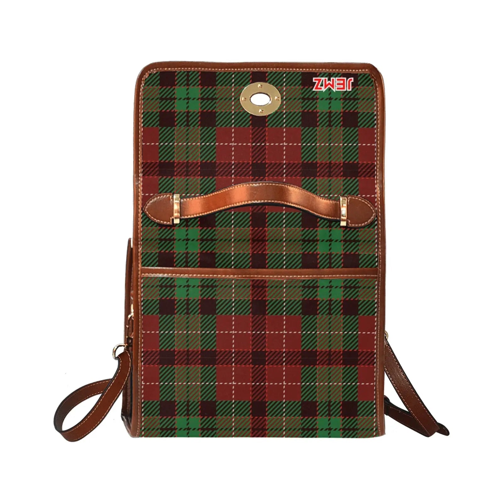 Personalized Waterproof Canvas Shoulder Strap Bag Tartan Butterfly - Piryoung Shop