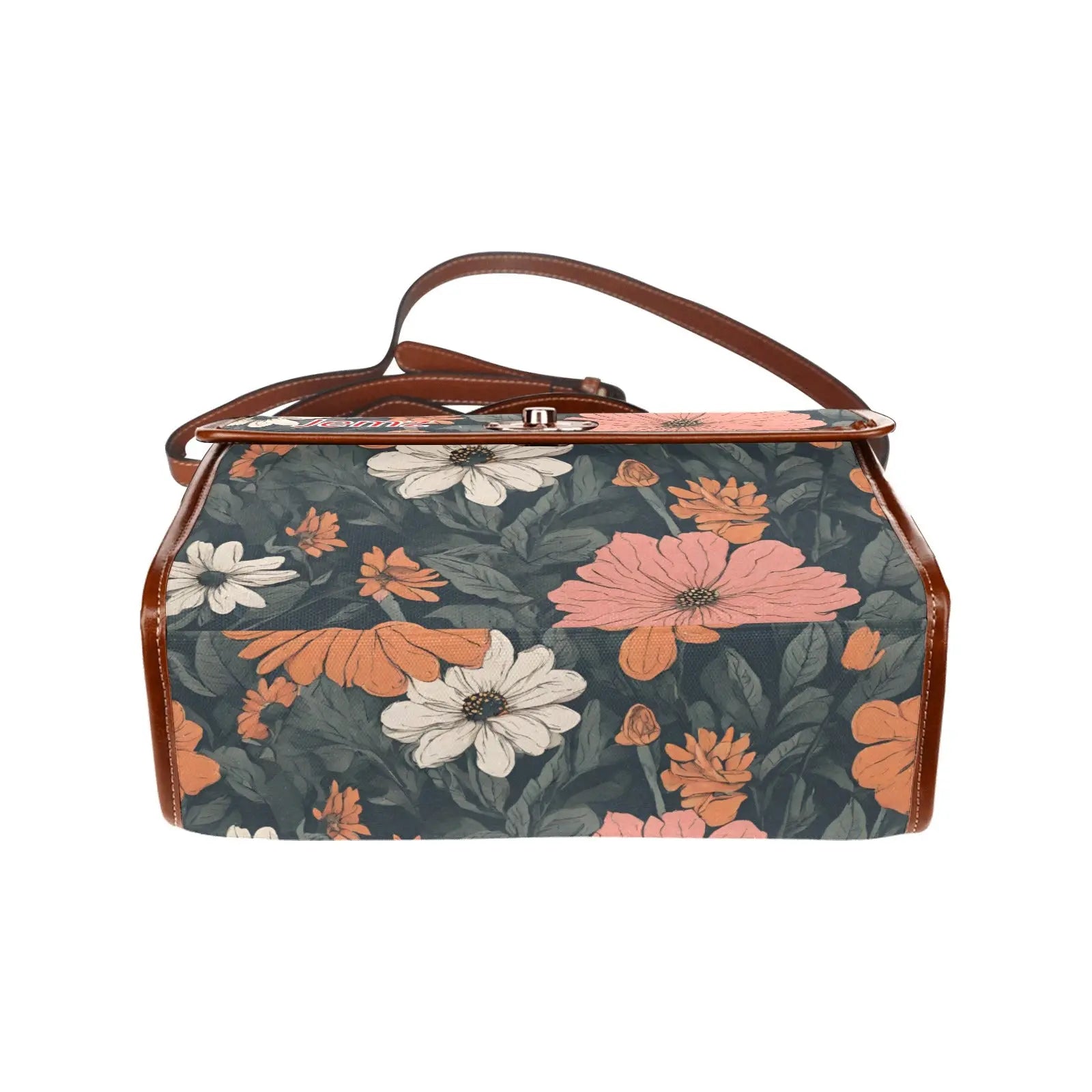 Personalized Waterproof Canvas Shoulder Strap Bag Tartan Flower Design - Piryoung Shop