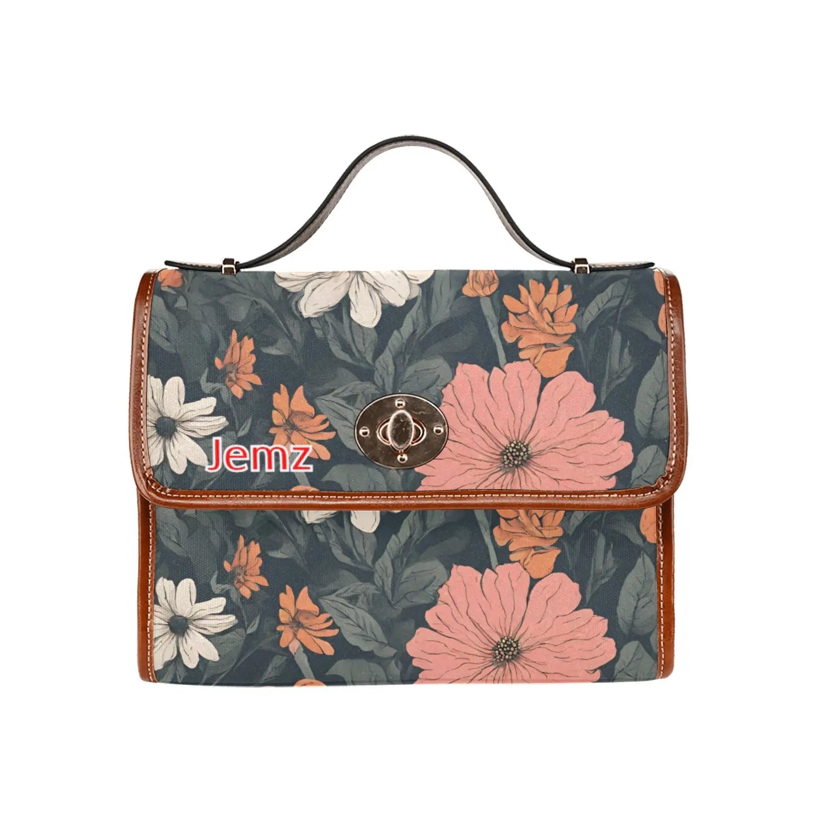 Personalized Waterproof Canvas Shoulder Strap Bag Tartan Flower Design - Piryoung Shop