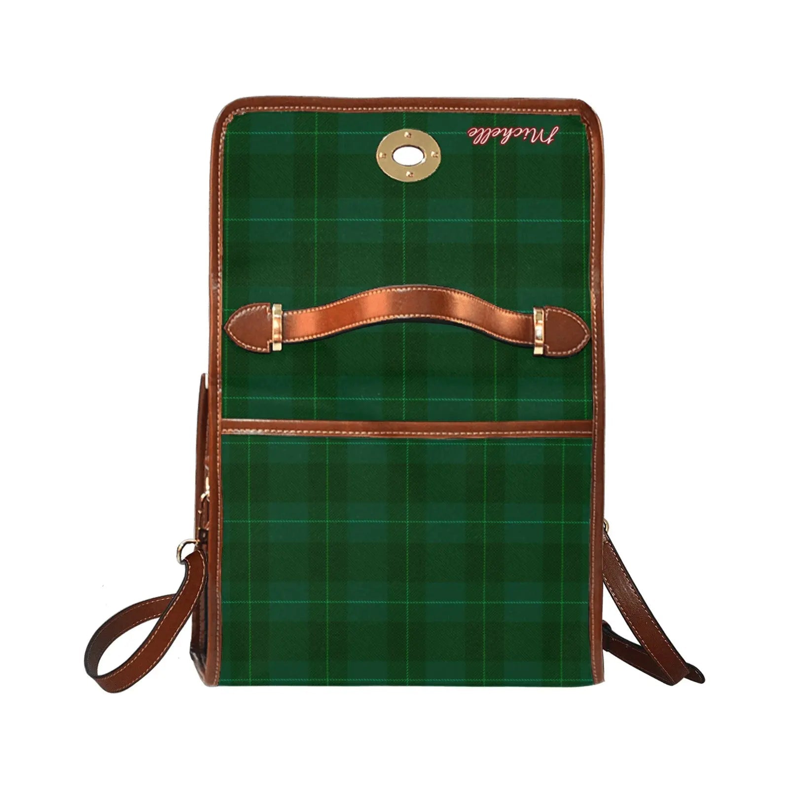Personalized Waterproof Canvas Shoulder Strap Tartan Ribbon Bag - Piryoung Shop