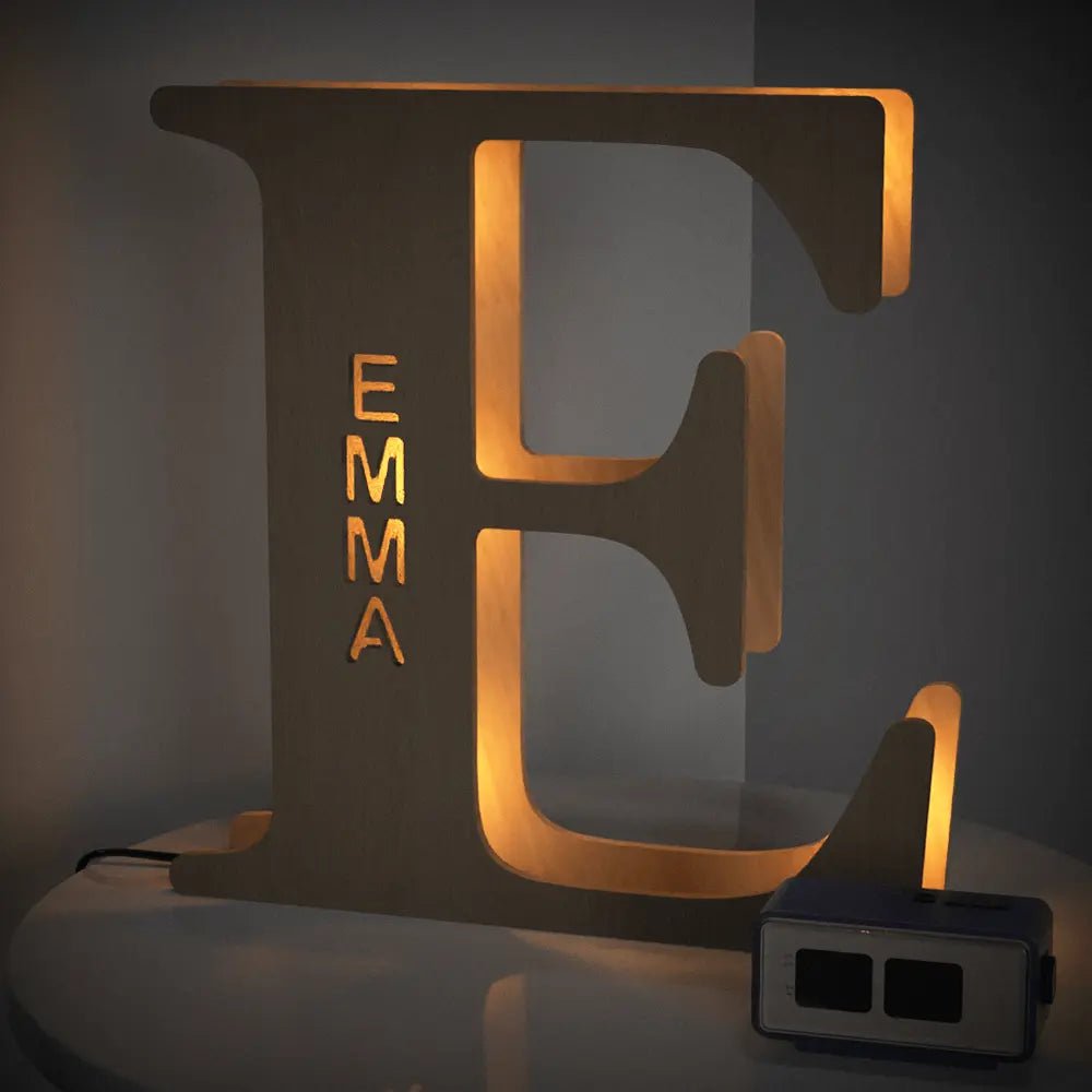 Personalized Wooden Letter Lamp With Custom Name Alphabet Night Lights (19CM) - Piryoung Shop