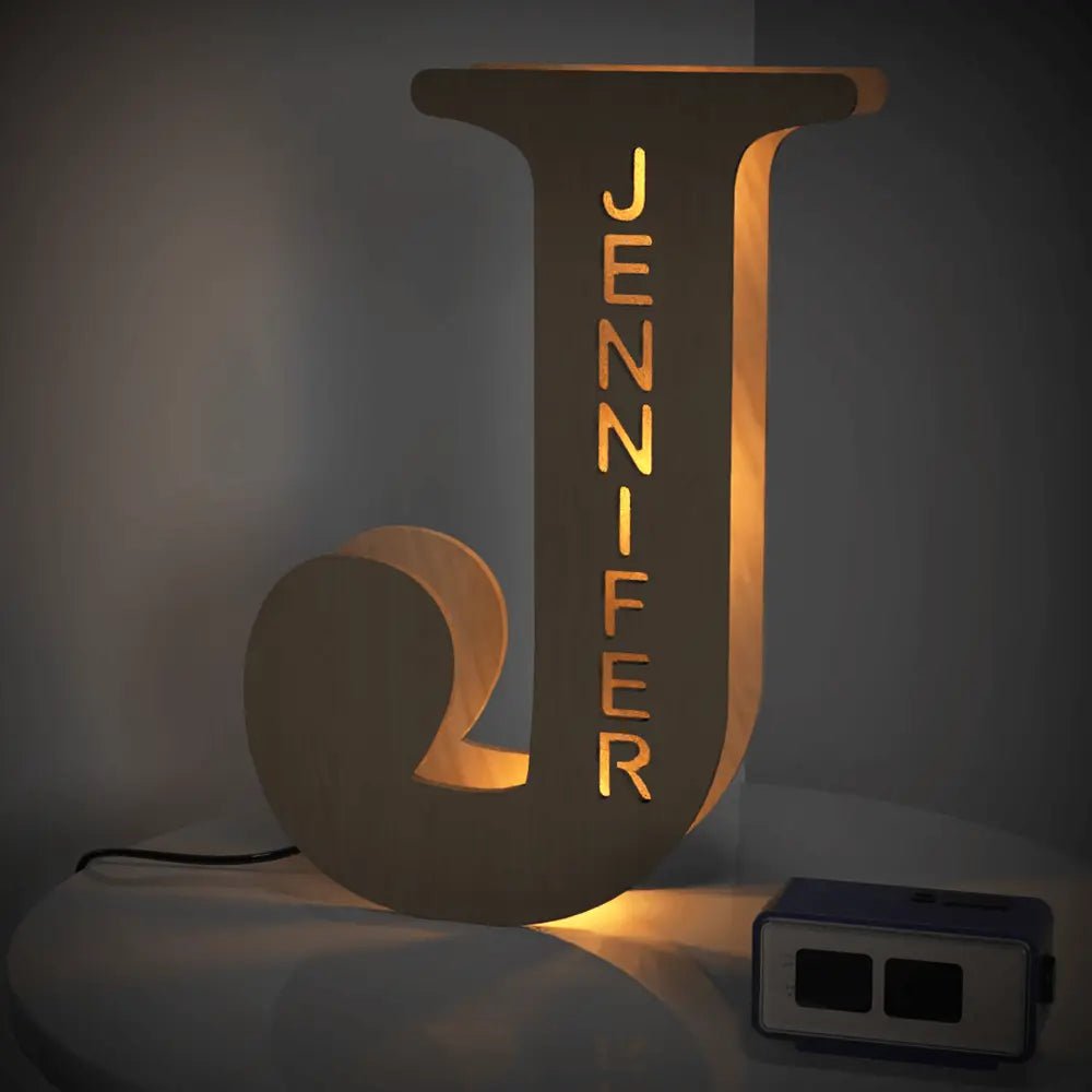 Personalized Wooden Letter Lamp With Custom Name Alphabet Night Lights (19CM) - Piryoung Shop
