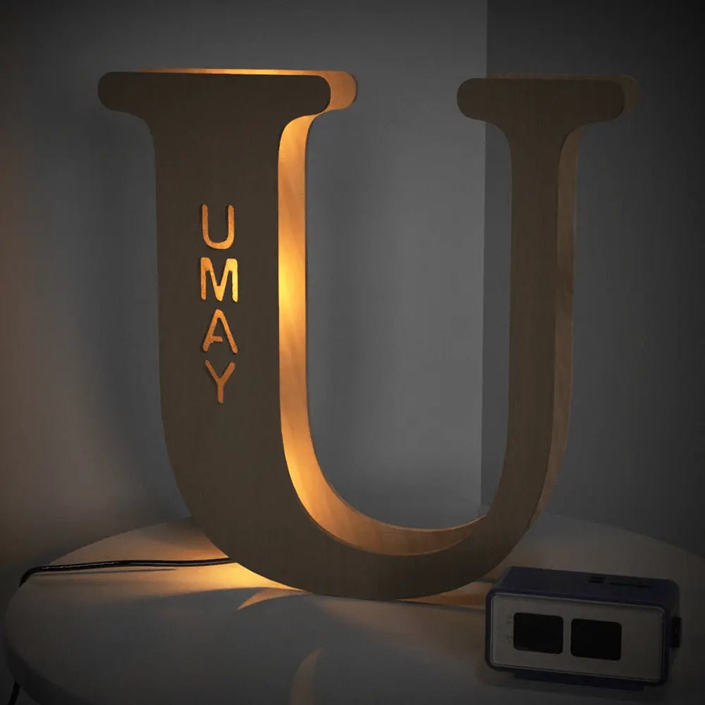 Personalized Wooden Letter Lamp With Custom Name Alphabet Night Lights (19CM) - Piryoung Shop