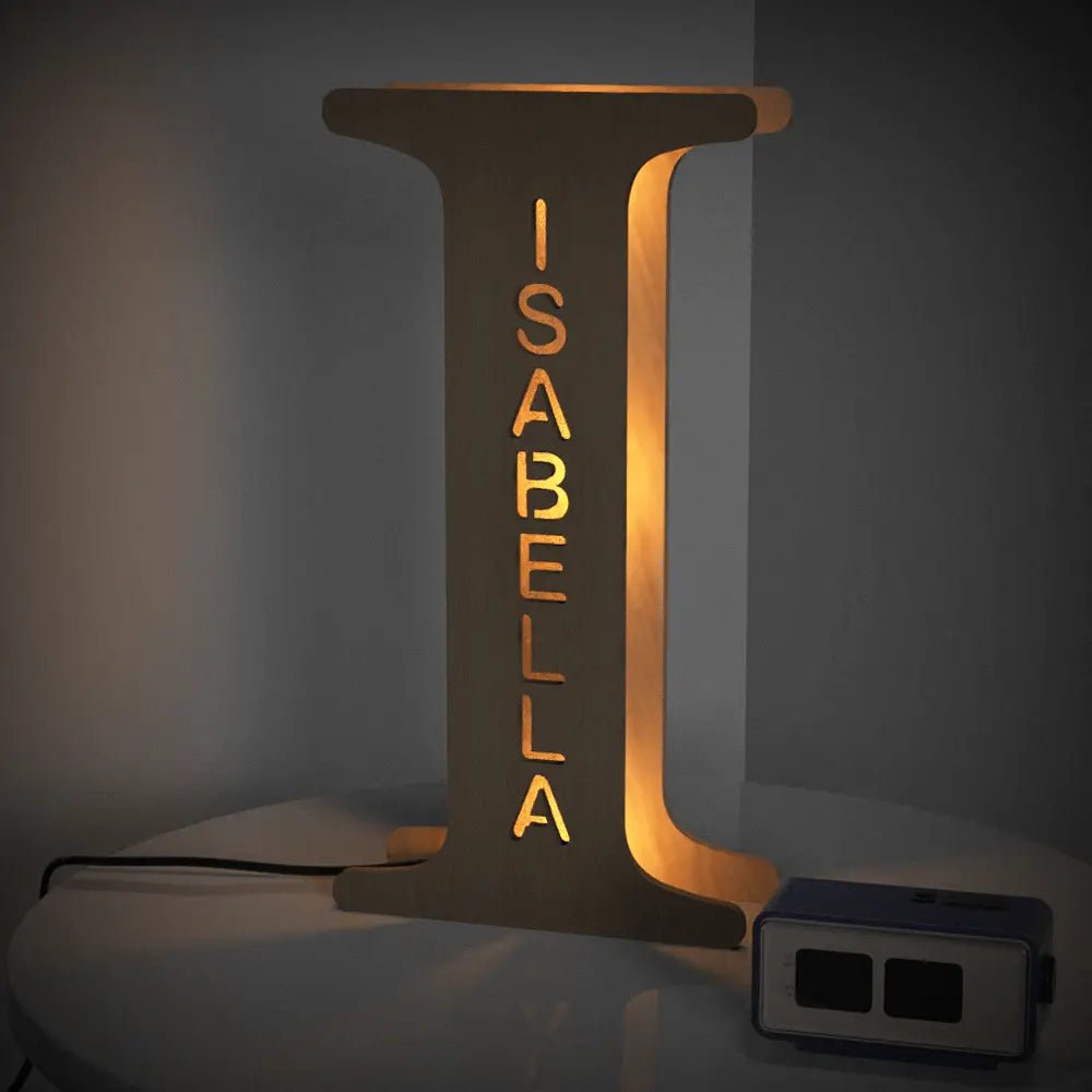 Personalized Wooden Letter Lamp With Custom Name Alphabet Night Lights 28CM - Piryoung Shop