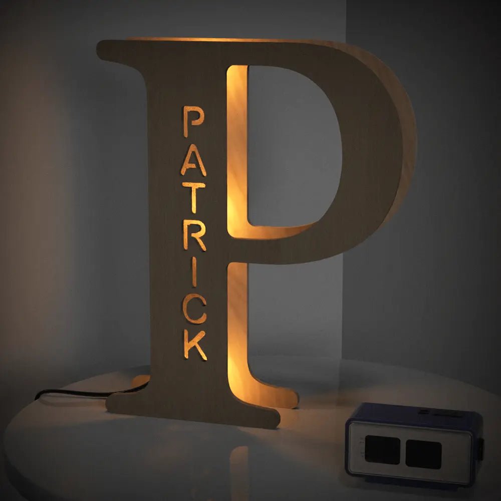 Personalized Wooden Letter Lamp With Custom Name Alphabet Night Lights 28CM - Piryoung Shop