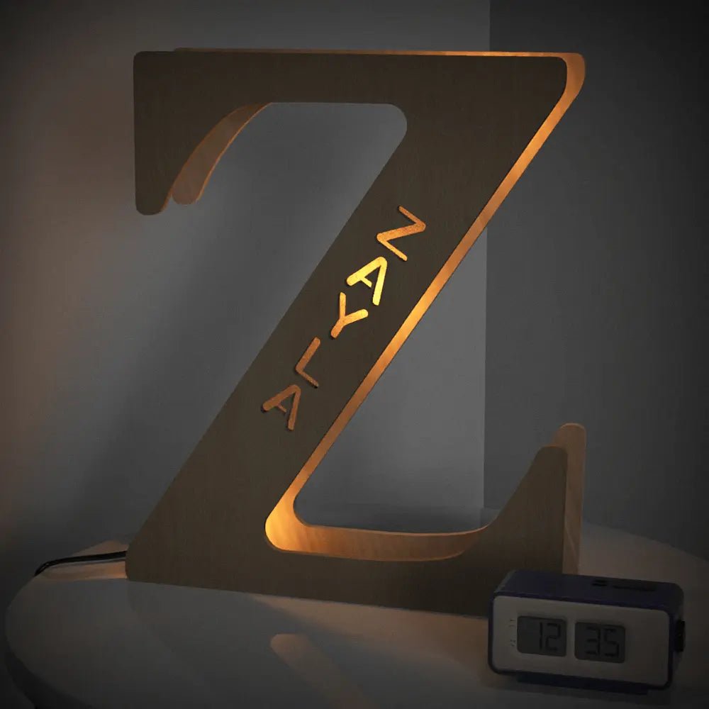 Personalized Wooden Letter Lamp With Custom Name Alphabet Night Lights 28CM - Piryoung Shop