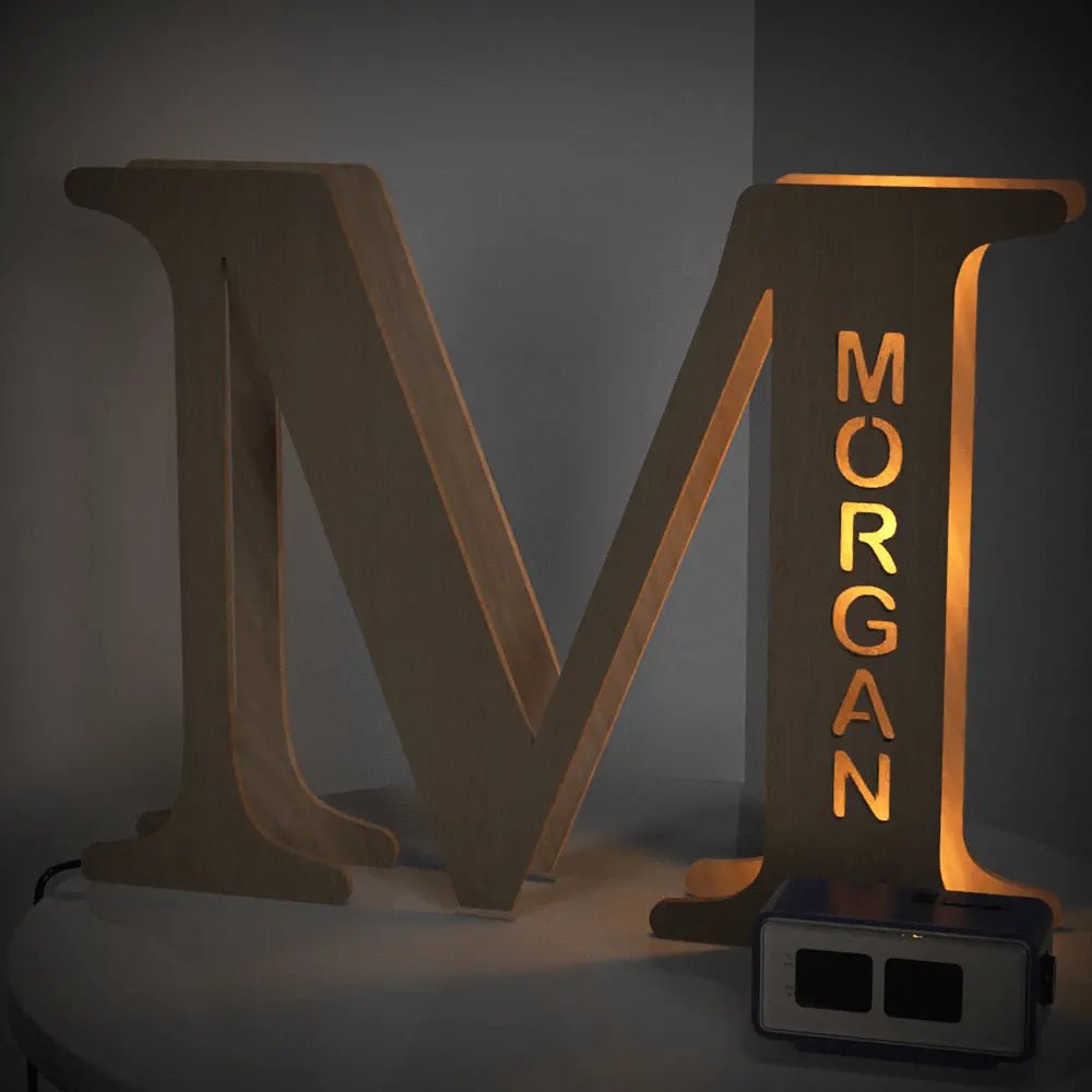 Personalized Wooden Letter Lamp With Custom Name Alphabet Night Lights 28CM - Piryoung Shop